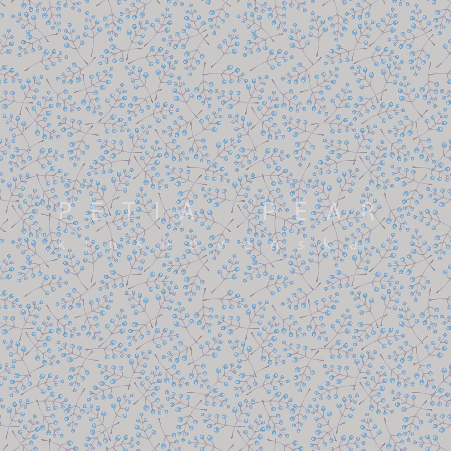Pattern of small blue flowers on a light gray background