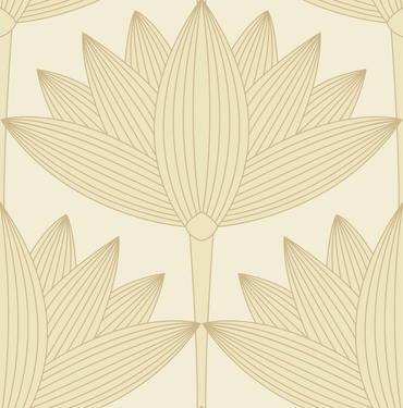 Lotus Art Deco Cream peel and stick wallpaper pattern detail