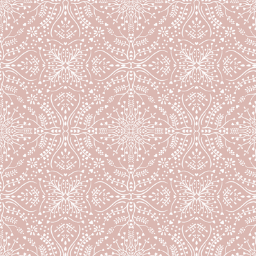 White floral pattern on a dusty pink background