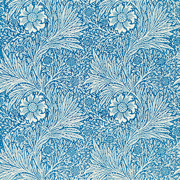 Blue floral pattern with leaves on a blue background