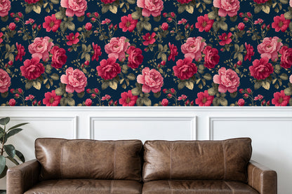 Midnight Peony Garden Peel and Stick Wallpaper