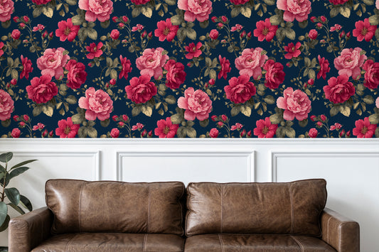 Midnight Peony Garden Peel and Stick Wallpaper