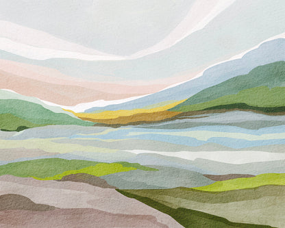 Misty Mountain Peel and Stick Wall Mural - Coastal, Watercolor, Mural