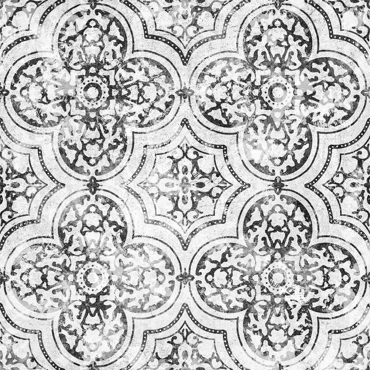 Decorative black and white patterned tile design