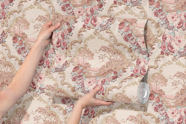 Vintage Cottage Garden Toile Peel and Stick Wallpaper
