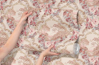 Vintage Cottage Garden Toile Peel and Stick Wallpaper