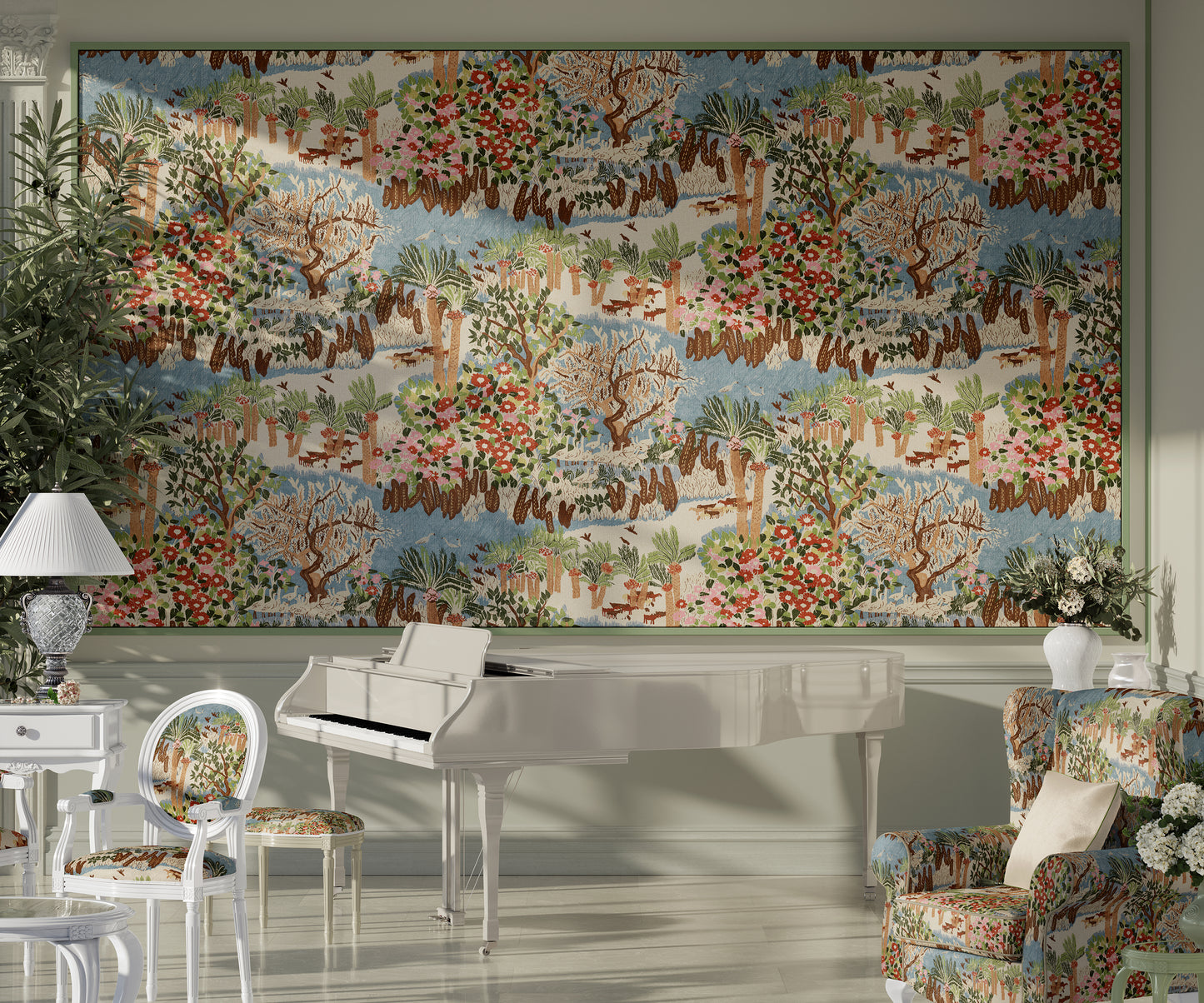 Egyptian Kilim Garden Tapestry Scene Peel and Stick Wallpaper