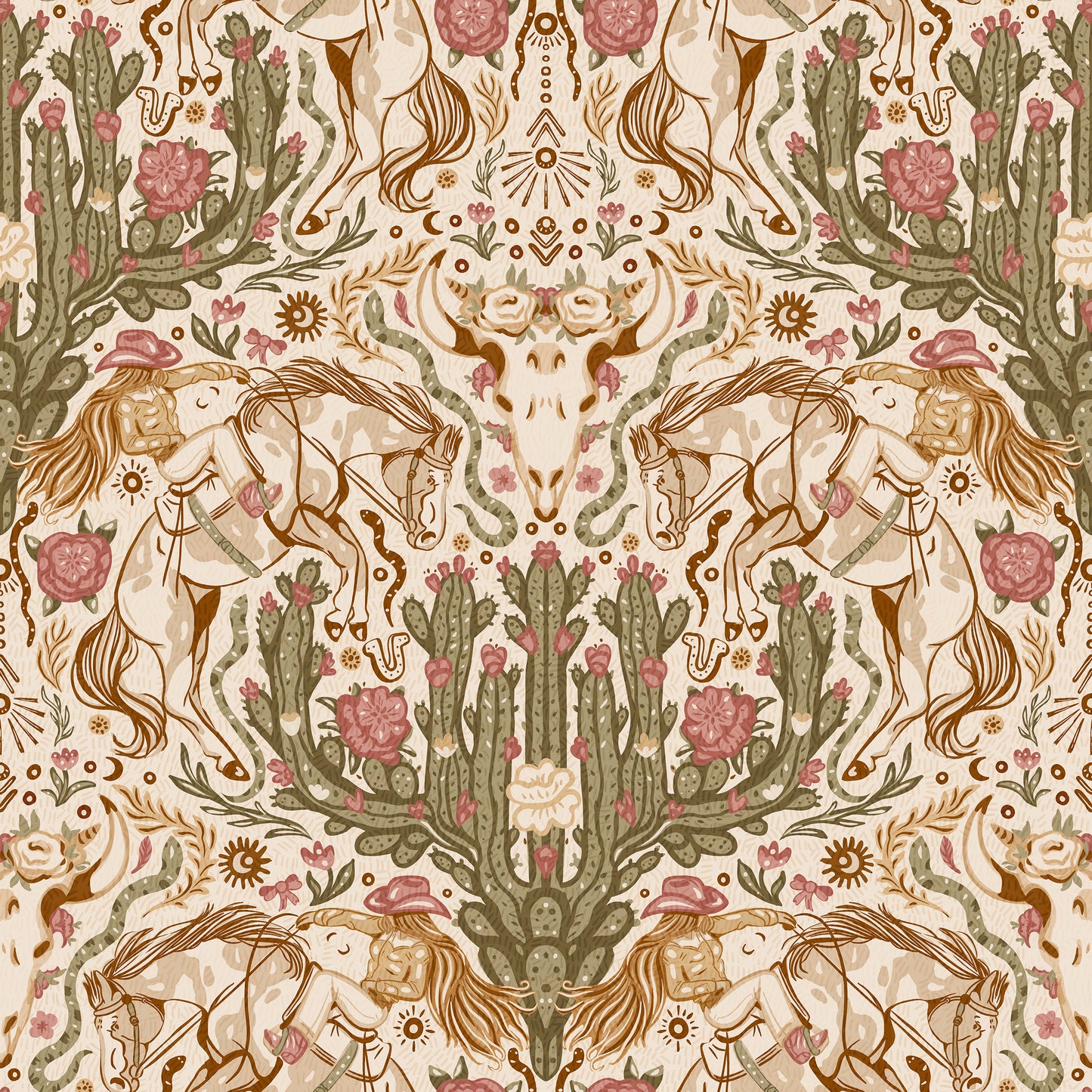 Feminine Western Americana Cowgirl Peel and Stick Wallpaper