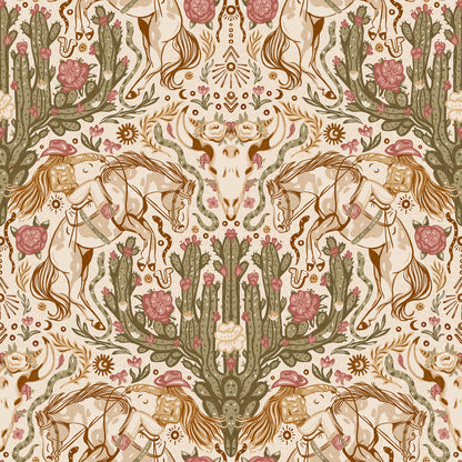 Feminine Western Americana Cowgirl Peel and Stick Wallpaper