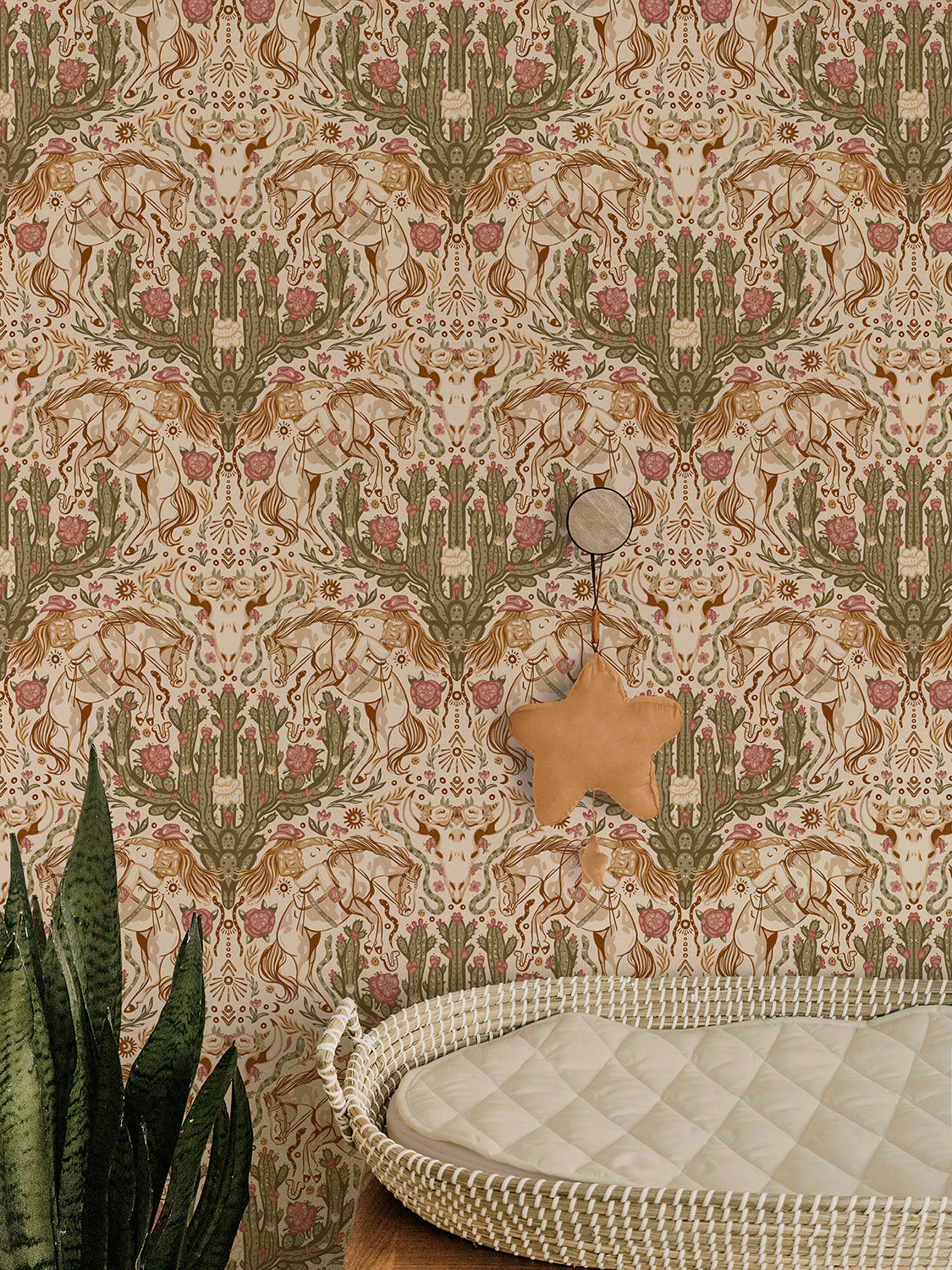 Feminine Western Americana Cowgirl Peel and Stick Wallpaper