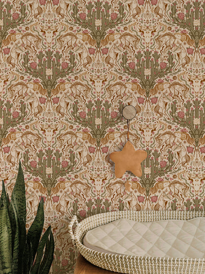 Feminine Western Americana Cowgirl Peel and Stick Wallpaper