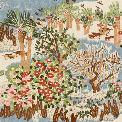 Egyptian Kilim Garden Tapestry Scene Peel and Stick Wallpaper