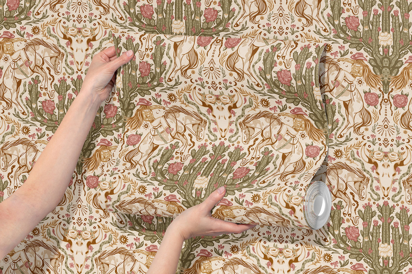 Feminine Western Americana Cowgirl Peel and Stick Wallpaper