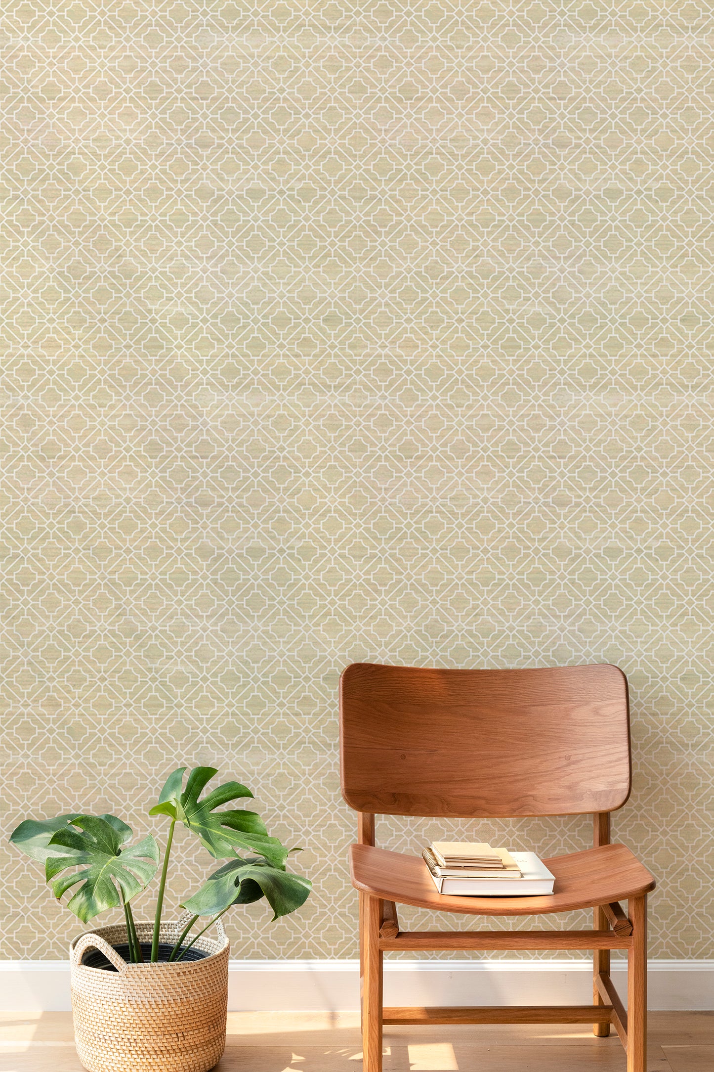 Mod Sandstone peel and stick wallpaper room mockup