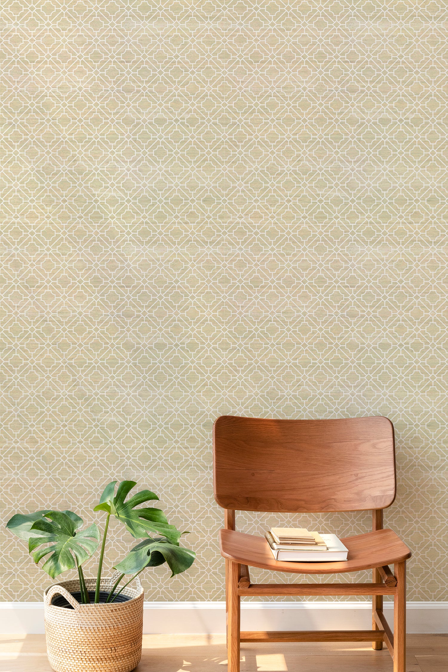 Mod Sandstone peel and stick wallpaper room mockup