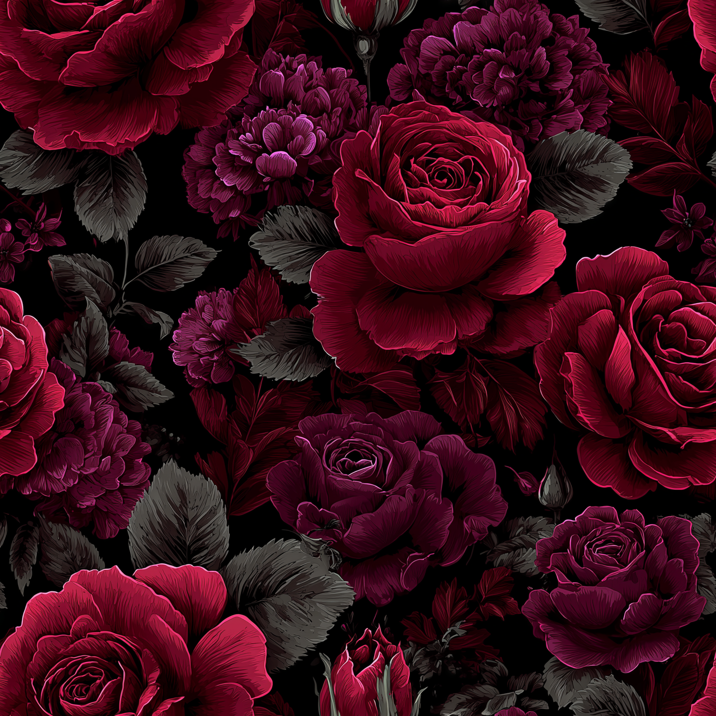 Moody Burgundy Bloom Peel and Stick Wallpaper