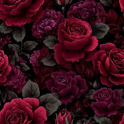 Moody Burgundy Bloom Peel and Stick Wallpaper
