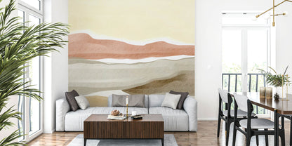 Muted Earth Layers Peel and Stick Wall Mural - Coastal, Watercolor, Mural