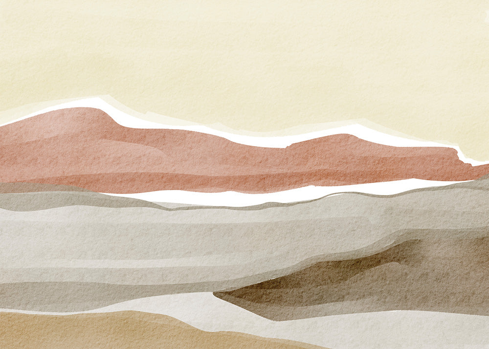 Muted Earth Layers Peel and Stick Wall Mural - Coastal, Watercolor, Mural
