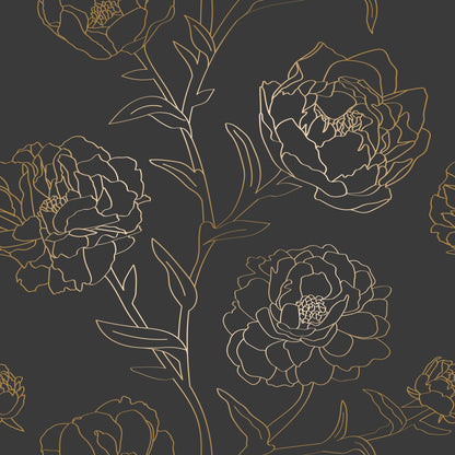 Noir Bloom Peel and Stick Wallpaper - Floral, Flowers