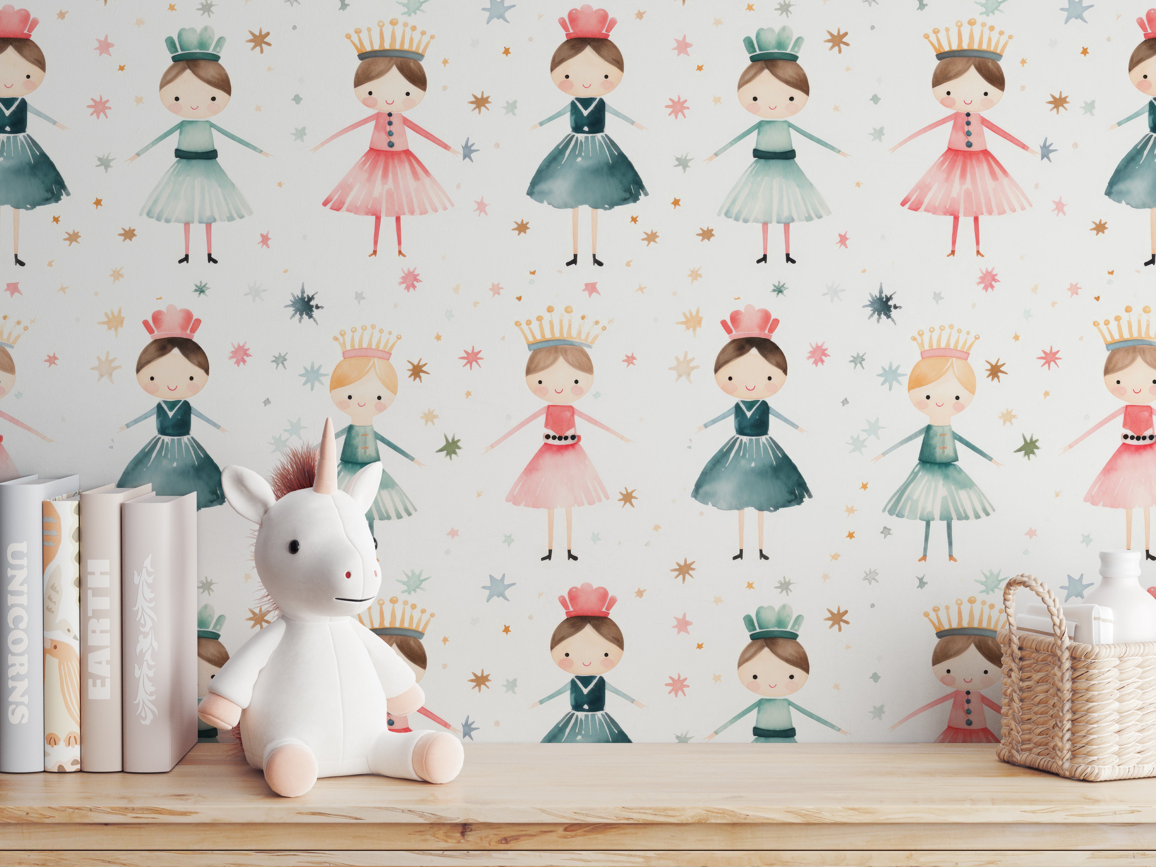 Nutcracker Ballet peel and stick wallpaper room mockup