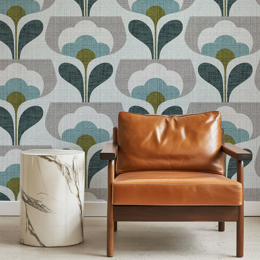 Welcoming Blooms peel and stick wallpaper sample room mockup
