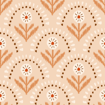 Ikat Boho Flowers Wallpaper