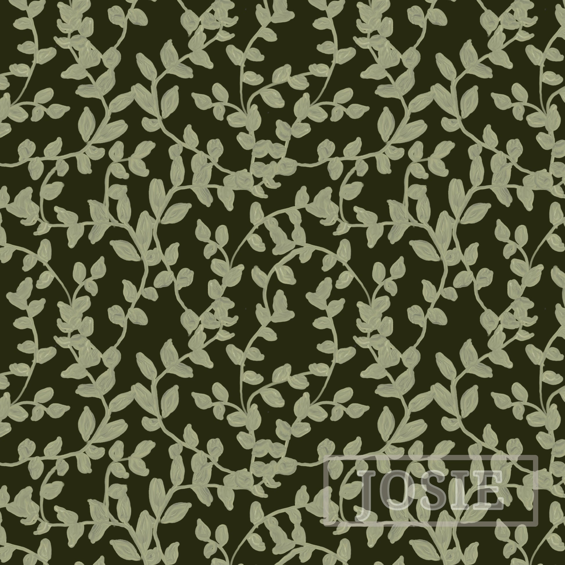 Oil Painted Foliage Dark Green peel and stick wallpaper pattern swatch