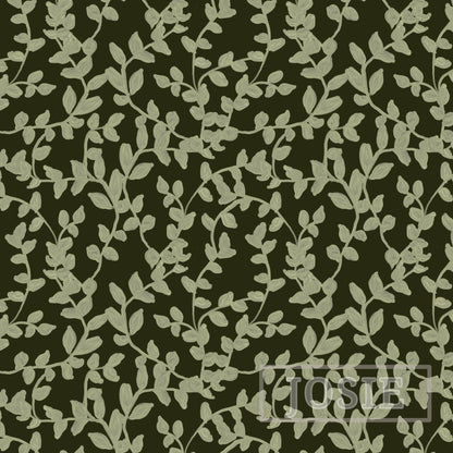 Oil Painted Foliage Dark Green peel and stick wallpaper pattern swatch