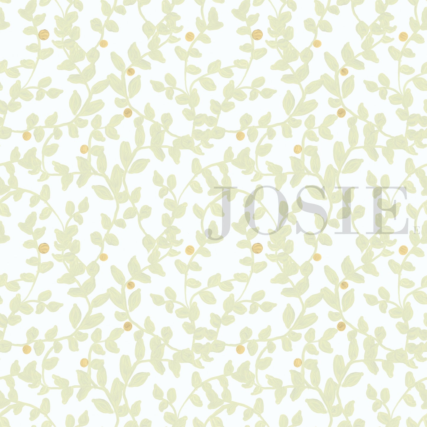 Oil Painted Foliage White peel and stick wallpaper pattern swatch