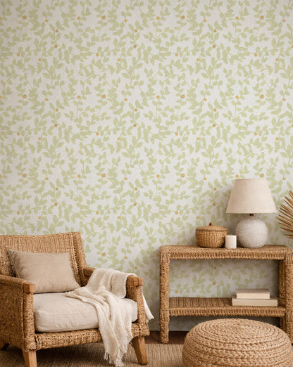 Oil Painted Foliage peel and stick wallpaper room mockup