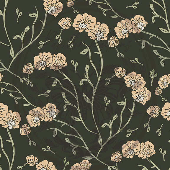 Orchids Green peel and stick wallpaper pattern swatch