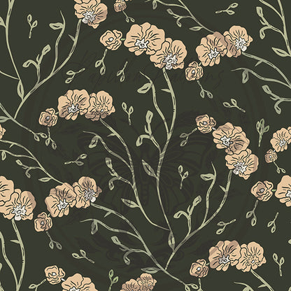 Orchids Green peel and stick wallpaper pattern swatch