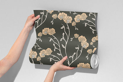 Orchids peel and stick wallpaper room mockup