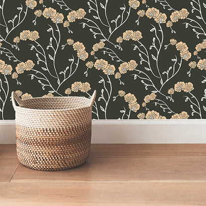 Orchids peel and stick wallpaper room mockup