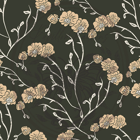 Orchids Peach peel and stick wallpaper pattern swatch