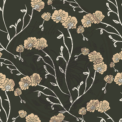 Orchids Peach peel and stick wallpaper pattern swatch