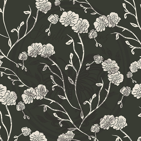 Orchids White peel and stick wallpaper pattern swatch