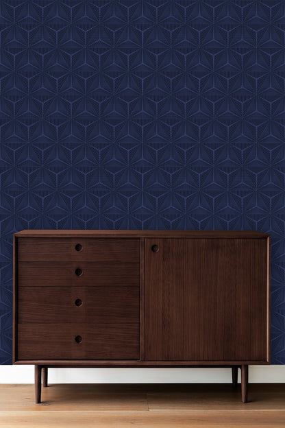 Textured and Tonal Asanoha peel and stick wallpaper pattern detail
