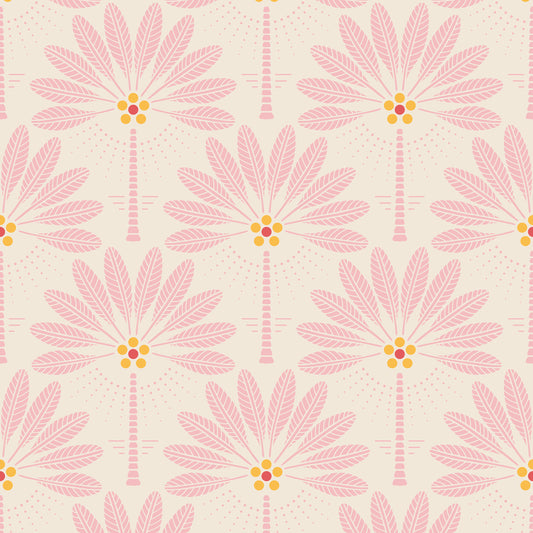 Pattern of pink floral designs on a light background