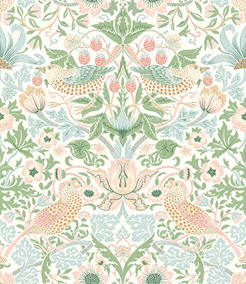 Strawberry Thief By William Morris Peel and Stick Wallpaper - Art Nouveau, Bird, Leaves
