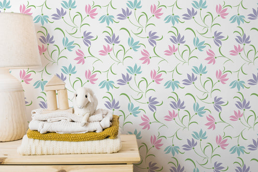 Pastel Petals Peel and Stick Wallpaper