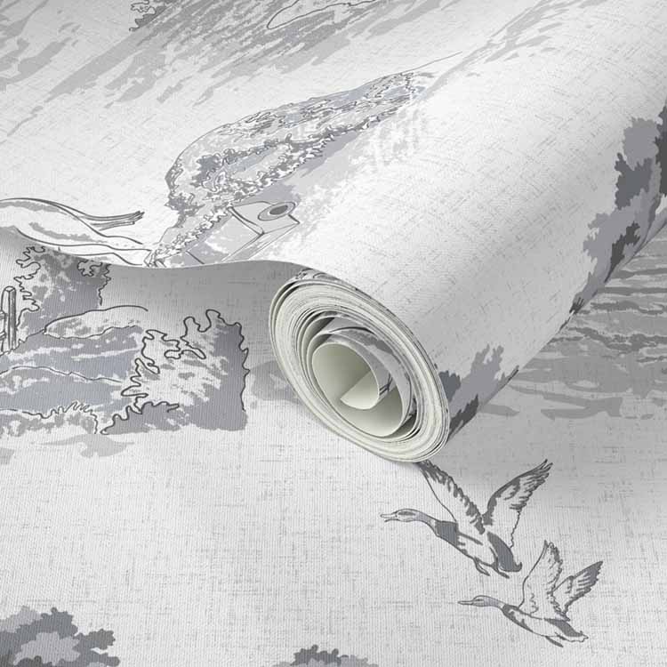 Pastoral Horses Equine Toile Pink peel and stick wallpaper pattern swatch