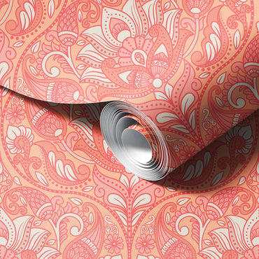 Peach Fuzz Paisley Wallpaper.