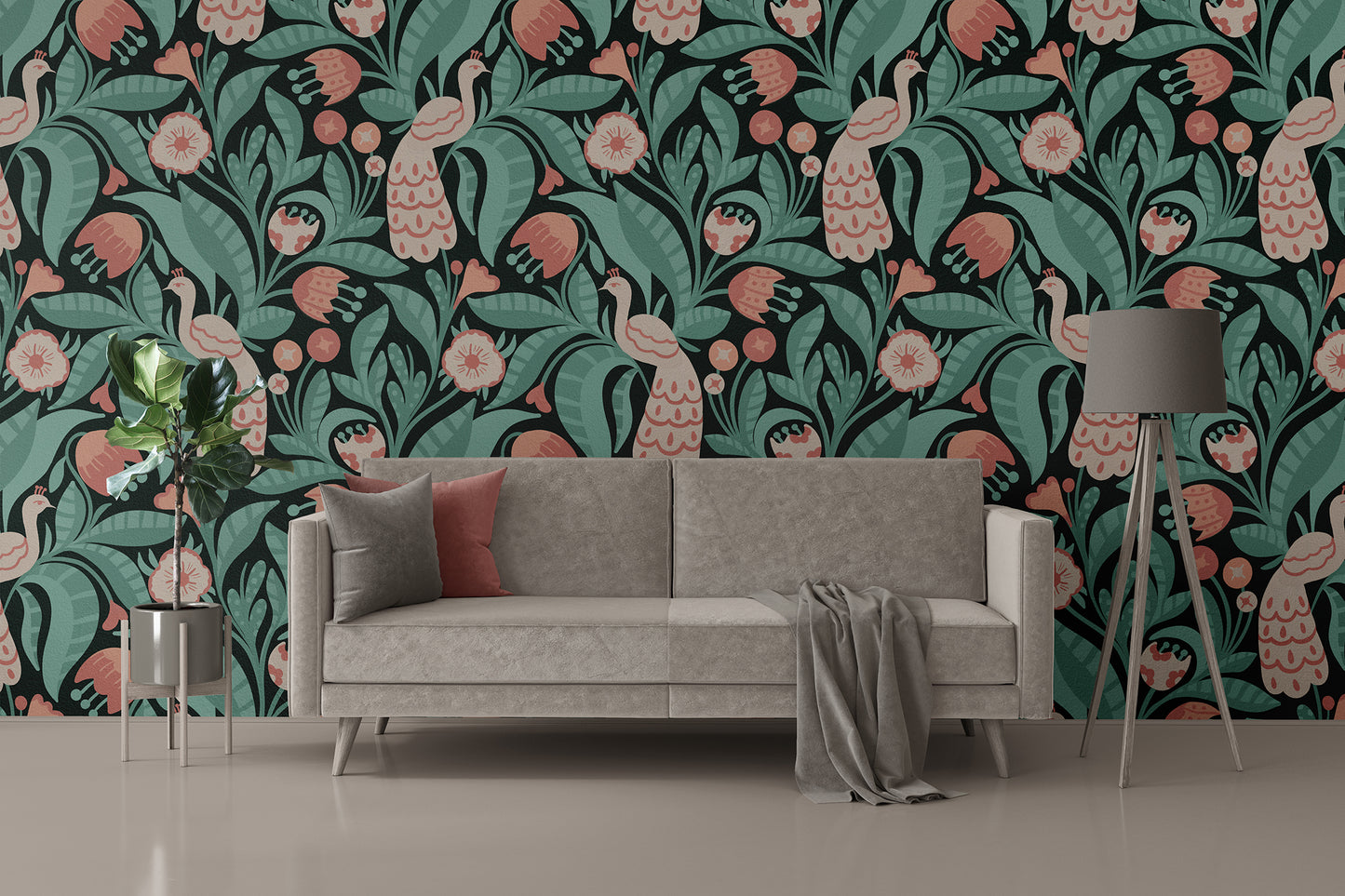 Peacock Garden Wallpaper