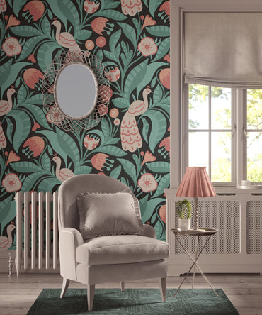 Peacock Garden Wallpaper