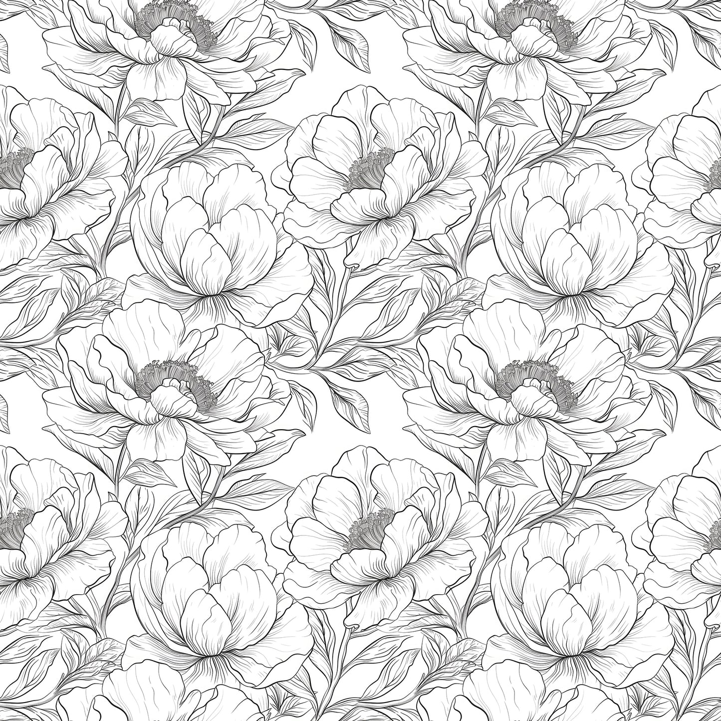 Peony Pencil Sketch Wallpaper.