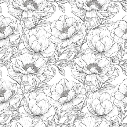 Peony Pencil Sketch Wallpaper.