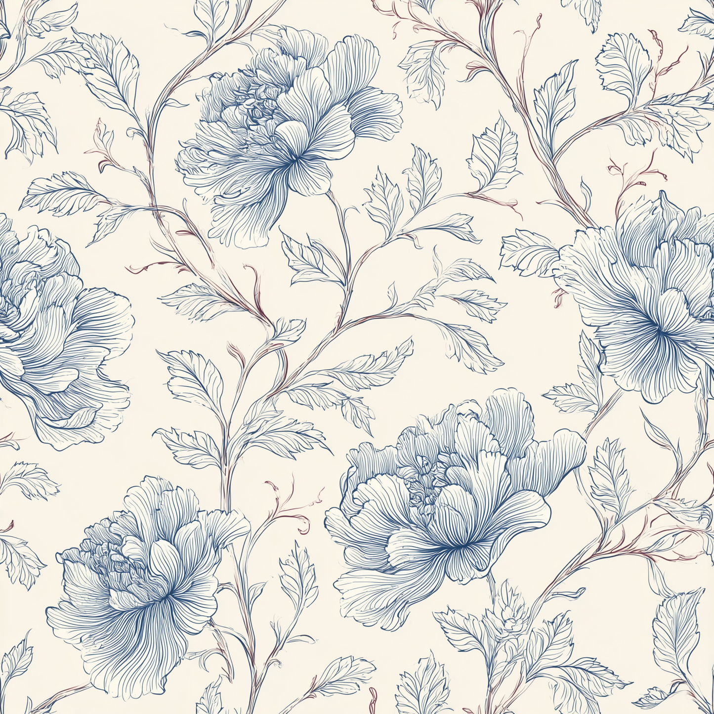 Peony Vines Peel and Stick Wallpaper