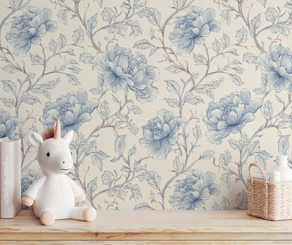 Peony Vines Peel and Stick Wallpaper
